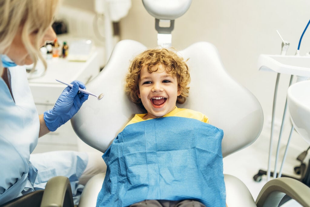 happy child at the dentist's office